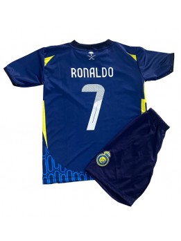 Al-Nassr Cristiano Ronaldo #7 Replika Borta Kläder Barn 2024-25 Kortärmad (+ byxor)